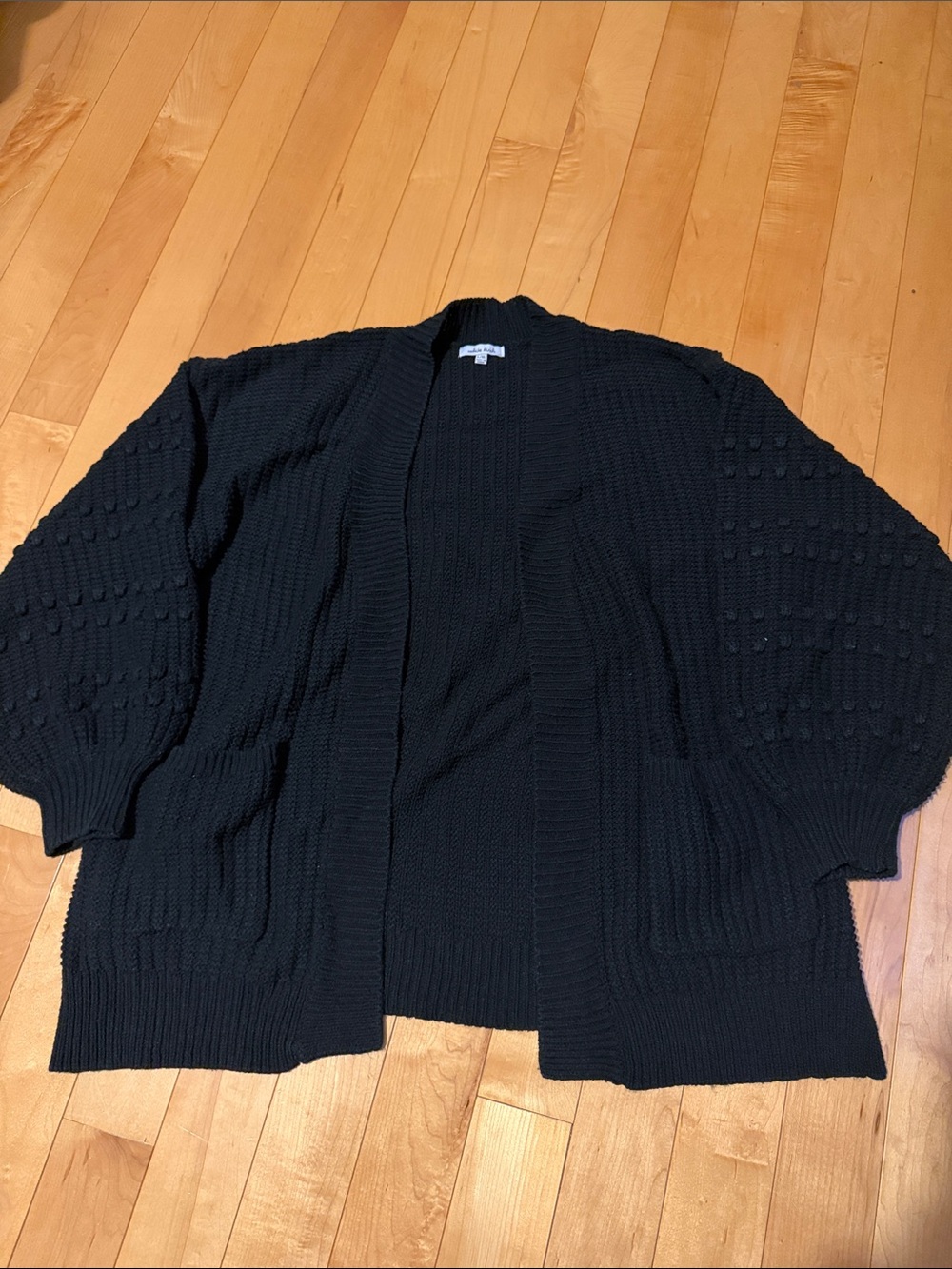 white birch Black Open-Front Women's Knit Cardigan